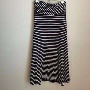 Hazel Navy and White Striped Maxi Skirt